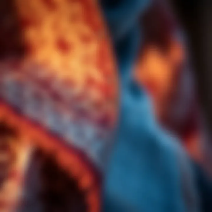 Artistry in Craftsmanship A close-up of intricate craftsmanship on a thick shawl, highlighting the artistry involved in its creation.