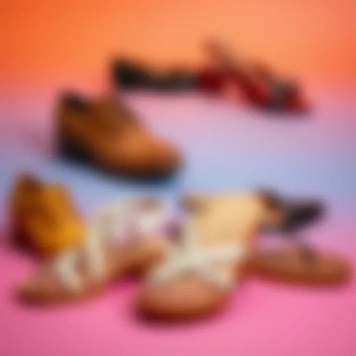 A stylish arrangement of various toe press ons on a vibrant background