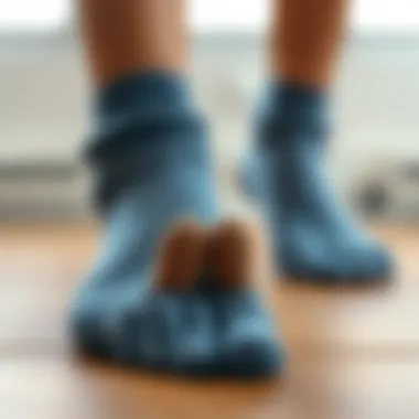 Unique Design of Toe Separator Socks A close-up view of toe separator socks highlighting their unique design and material