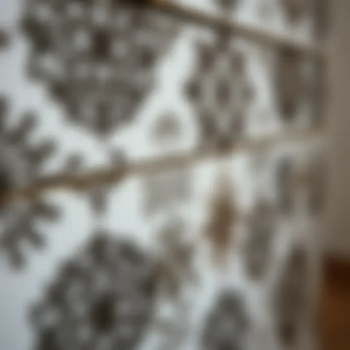 Close-up of intricate designs on decorative stickers applied to a dresser