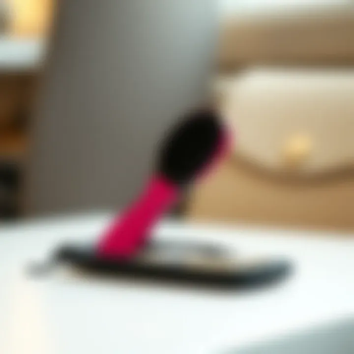 Travel folding hair brush in stylish travel pouch