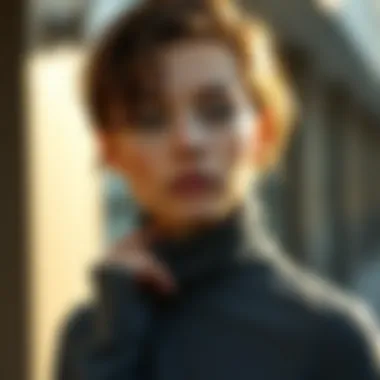 Model showcasing comfort and practicality of turtlenecks