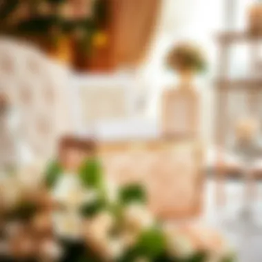 Rose gold wedding card box complementing a lavish wedding setup