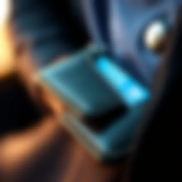 Close-up of a retractable card wallet showcasing its elegant design