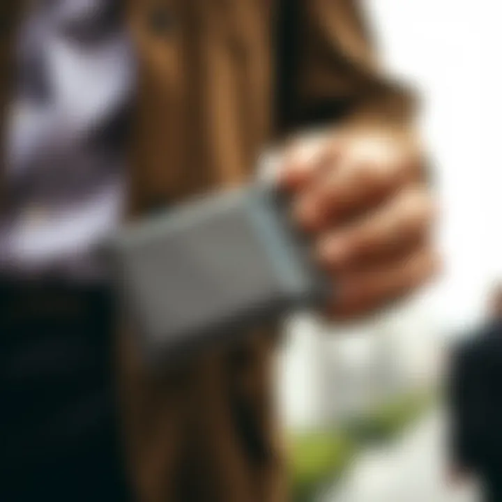 Practicality of the Retractable Card Wallet Retractable card wallet in use, highlighting its practicality