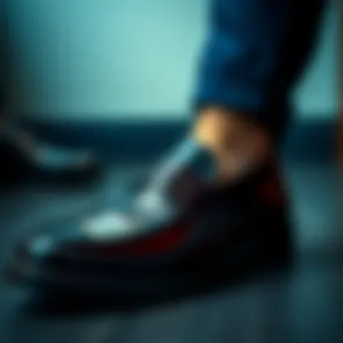 Illustration showing the application of tongue pads in shoes