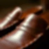 Close-up view of a tongue pad in a loafer