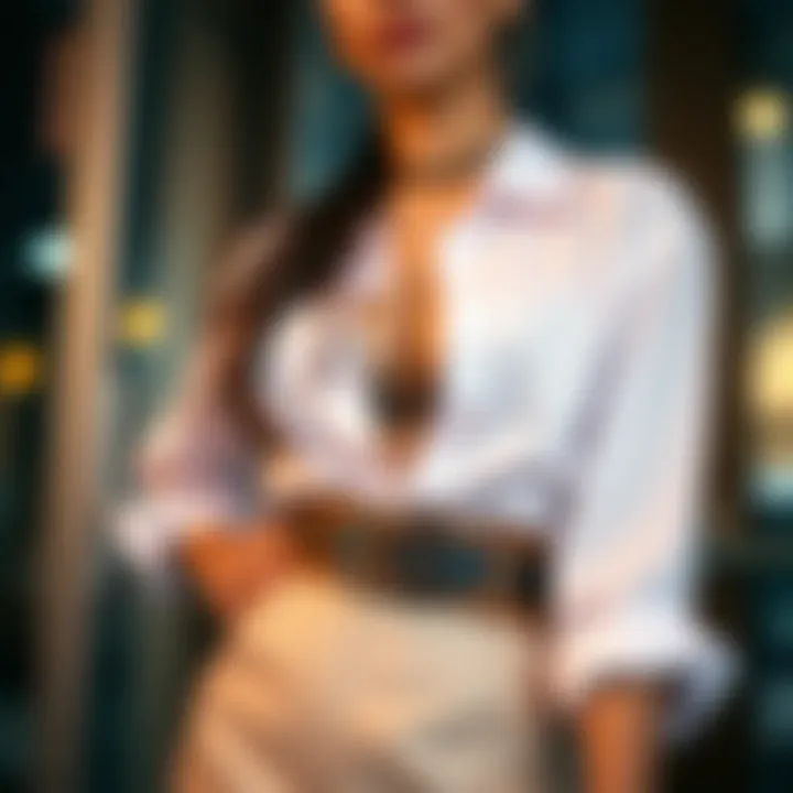 Fashionable outfit complemented by a waist tightener clip