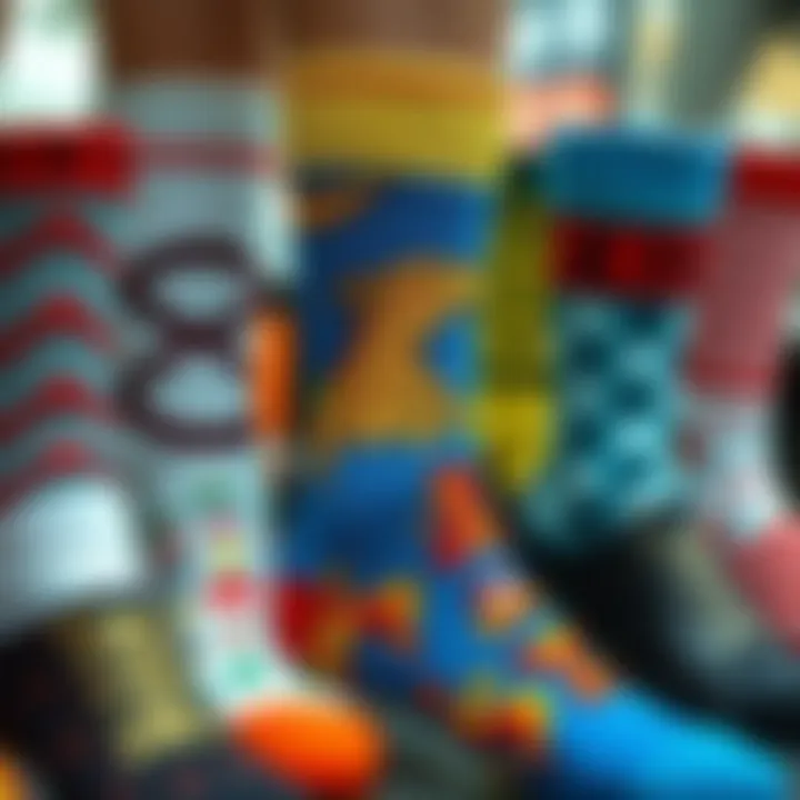 Creative display of different styles of personalized socks