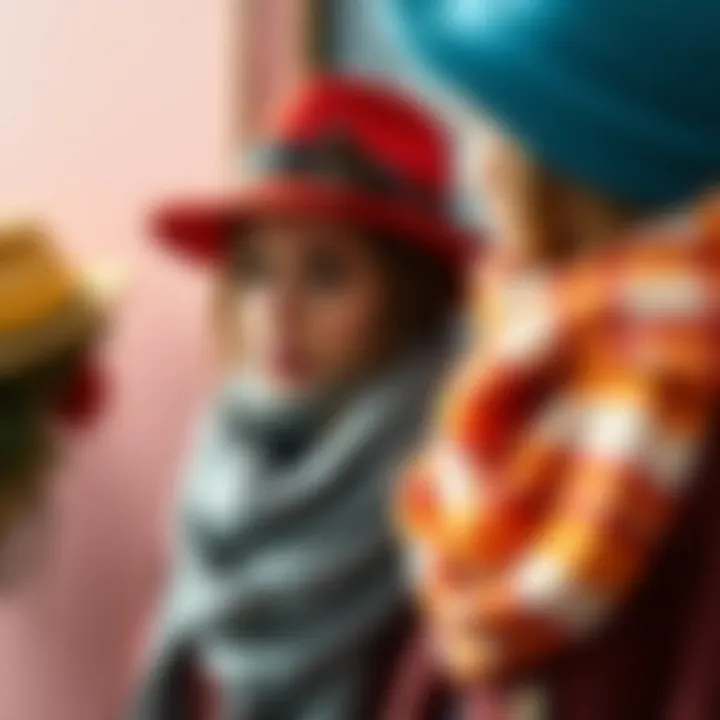Vibrant color palette of hats and scarves to inspire personal style