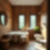 Rustic wood paneling enhancing a modern bathroom aesthetic