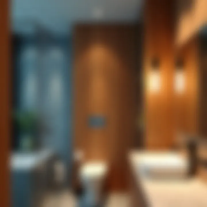 Sleek wooden accents in a contemporary bathroom design